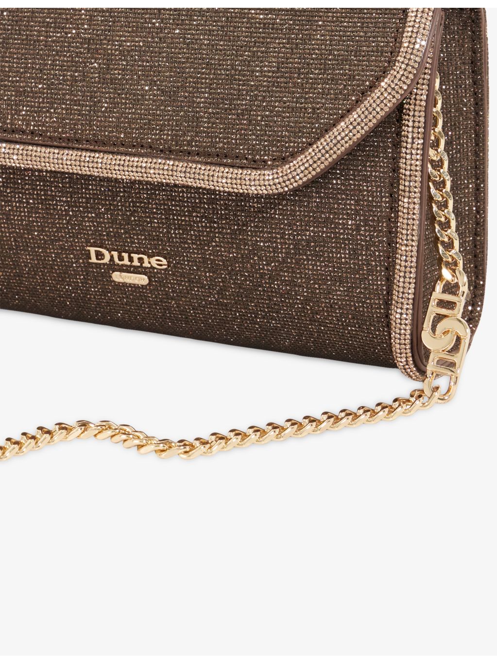 Dune Bellini woven clutch bag with chain strap (British brand)