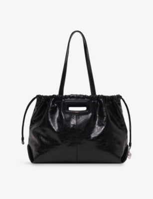 Maje crackled leather tote bag with charm - British product