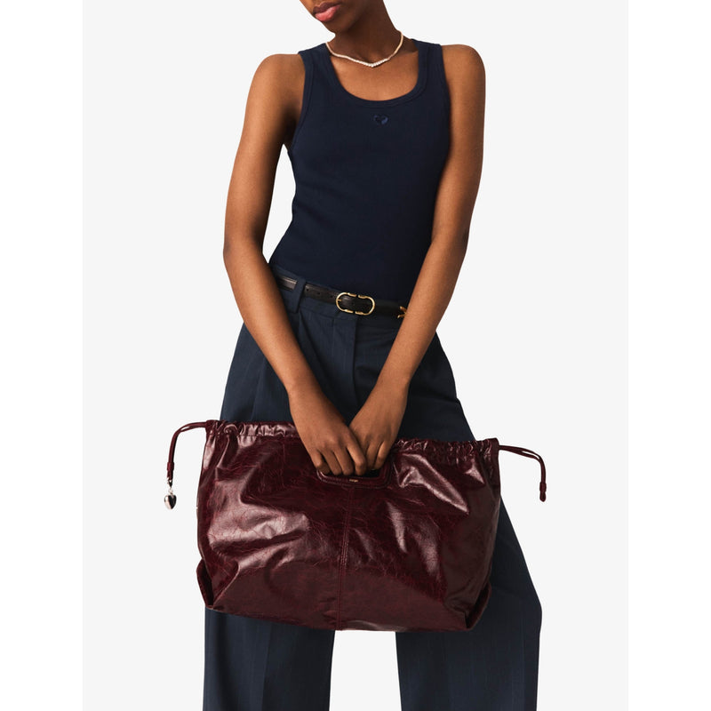 Maje crackled leather tote bag with charm - British product