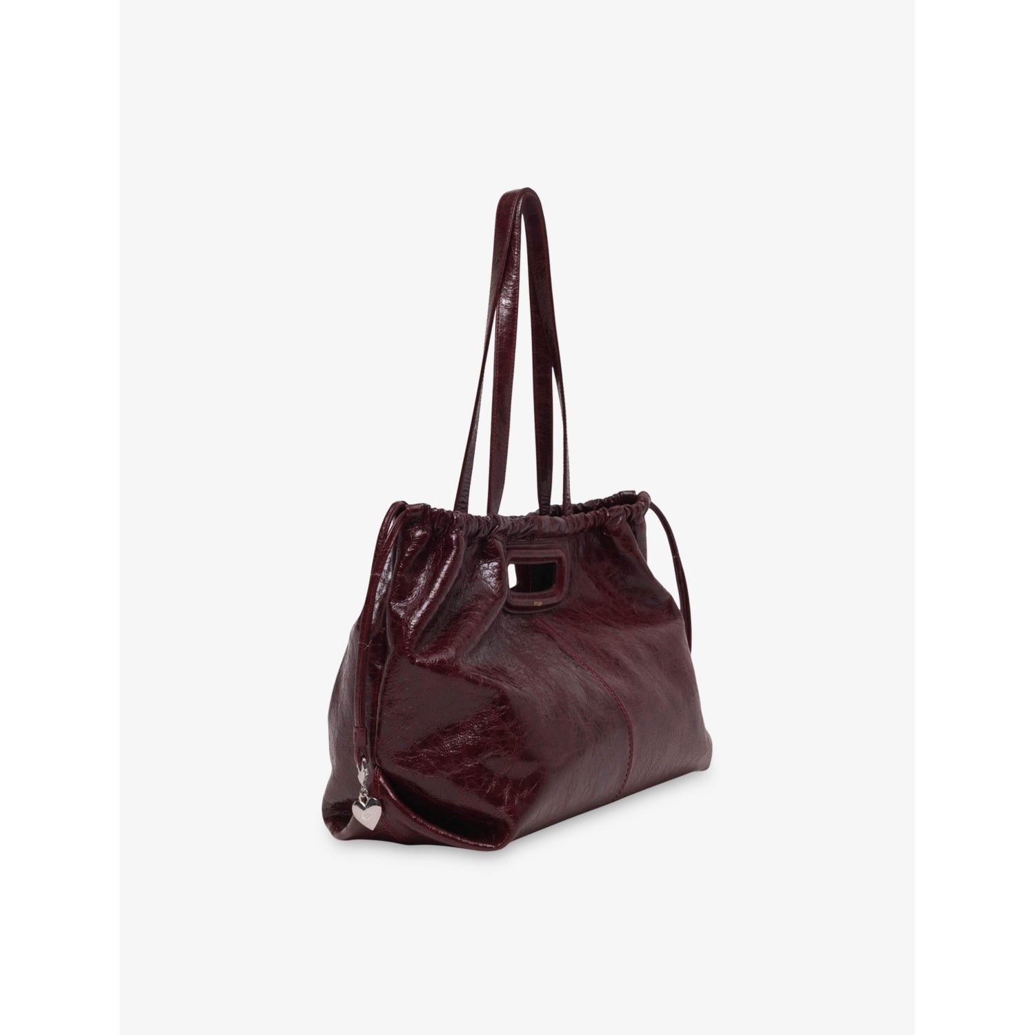 Maje crackled leather tote bag with charm - British product