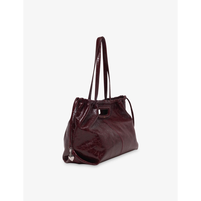 Maje crackled leather tote bag with charm - British product