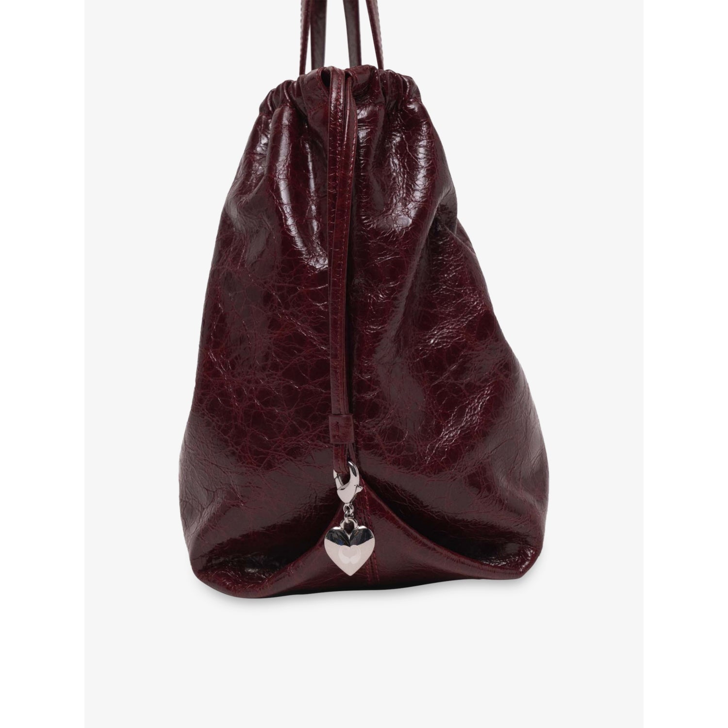 Maje crackled leather tote bag with charm - British product