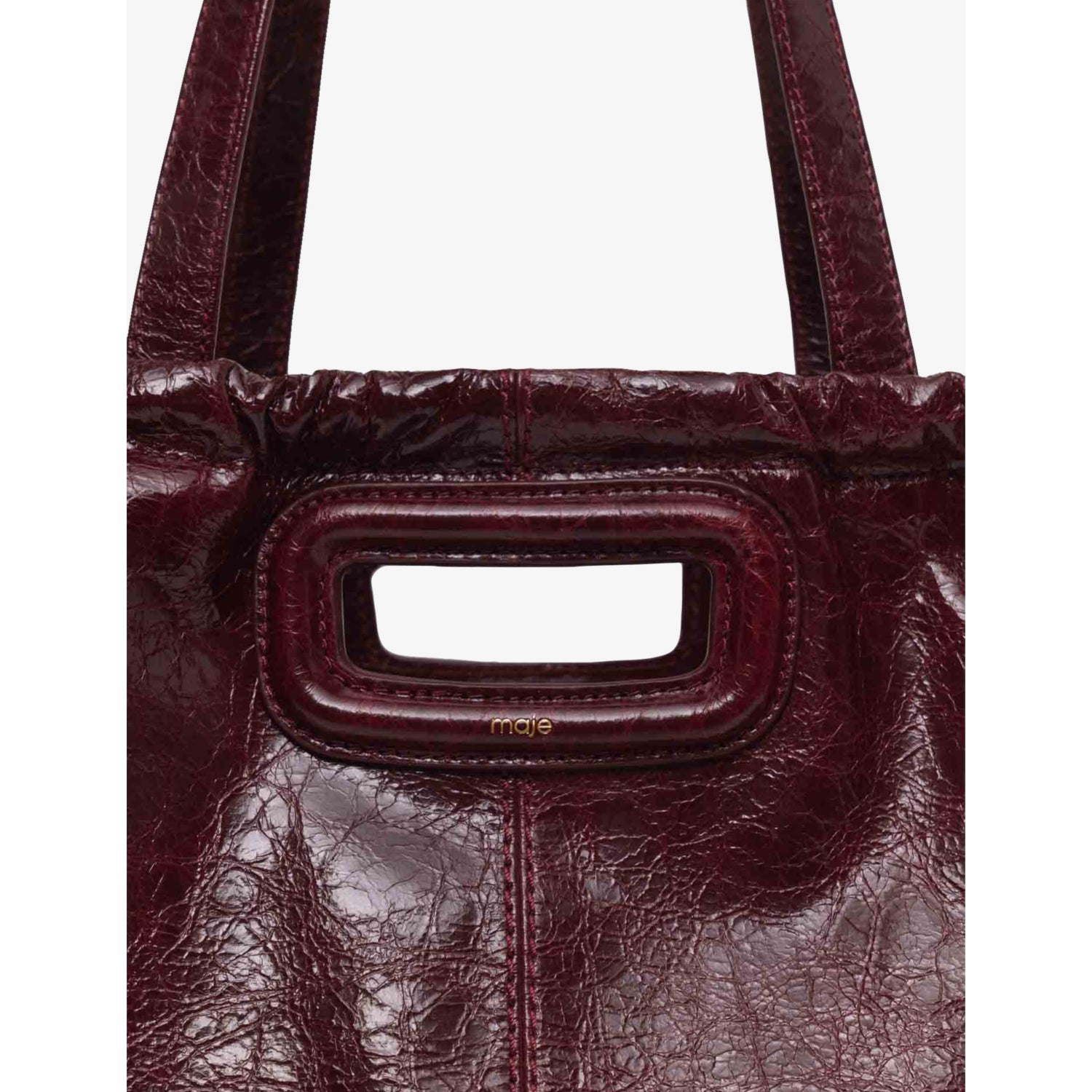 Maje crackled leather tote bag with charm - British product