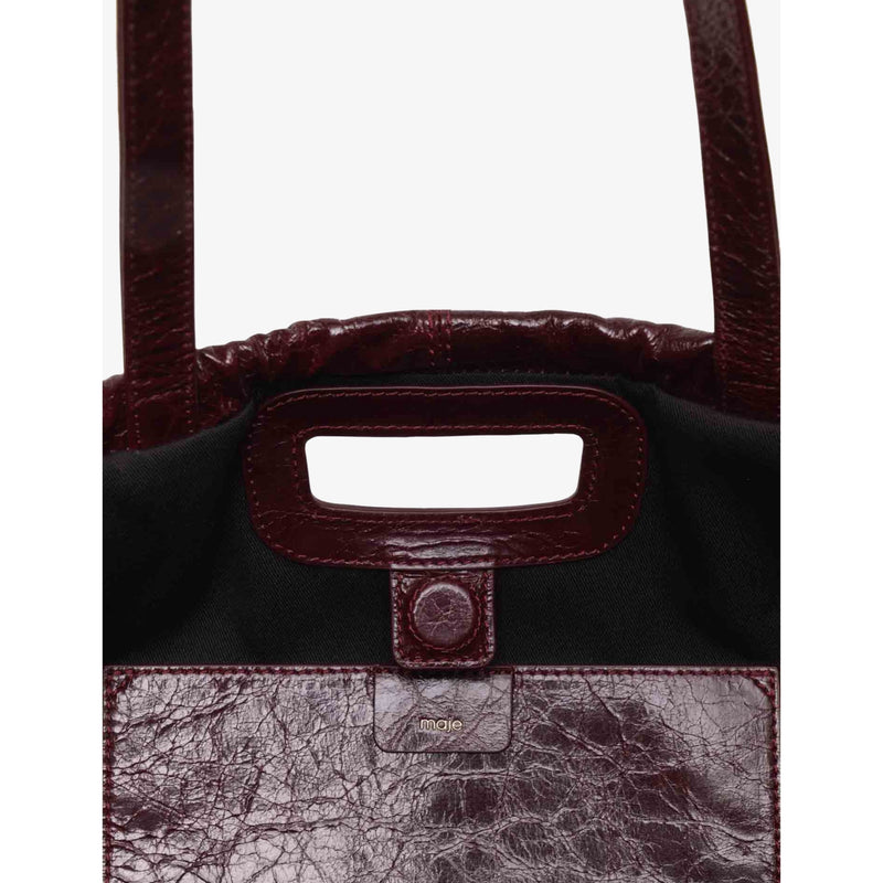 Maje crackled leather tote bag with charm - British product