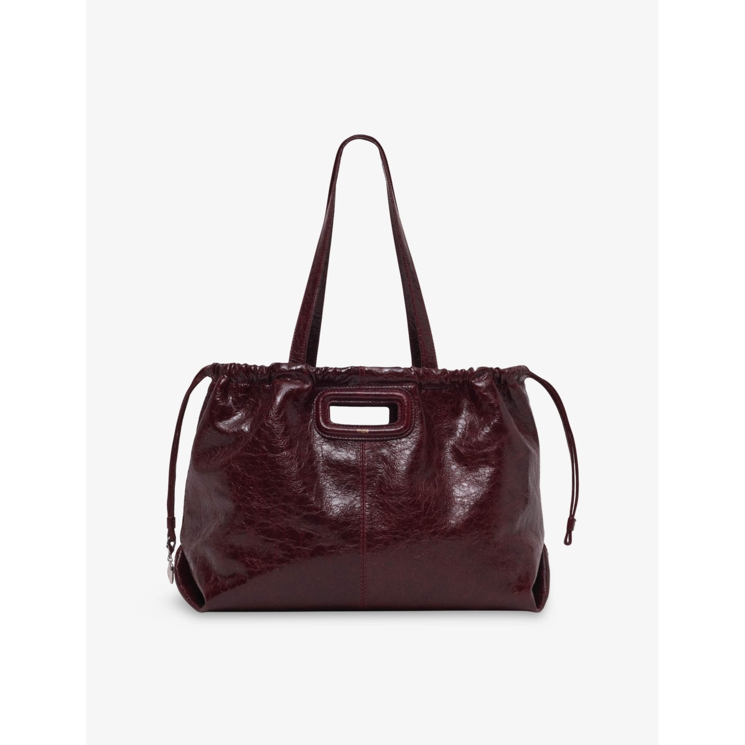 M Crackled Leather Tote Bag - BLACK