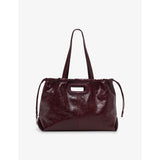 M Crackled Leather Tote Bag - BLACK