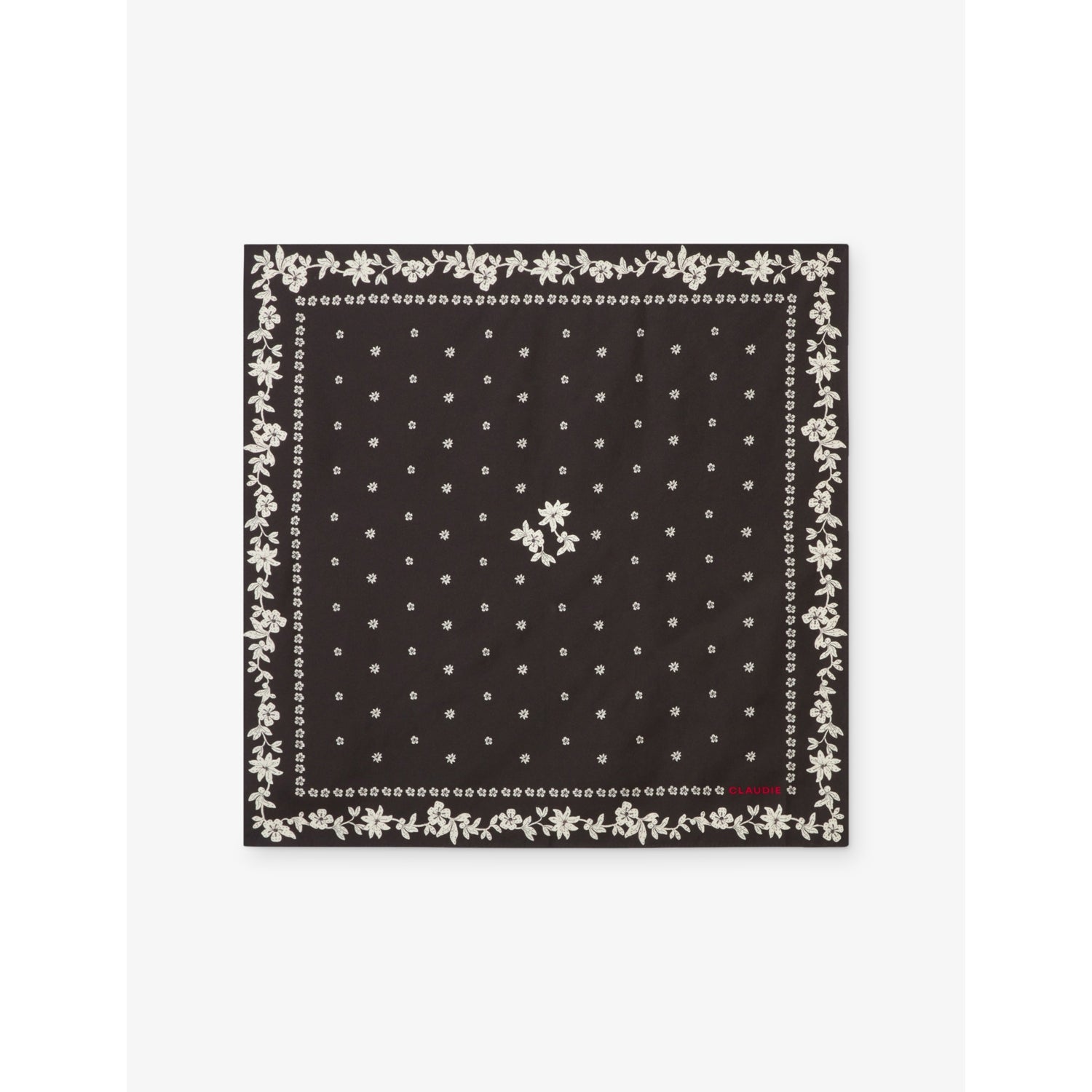 Printed Square Silk Scarf - BLACK