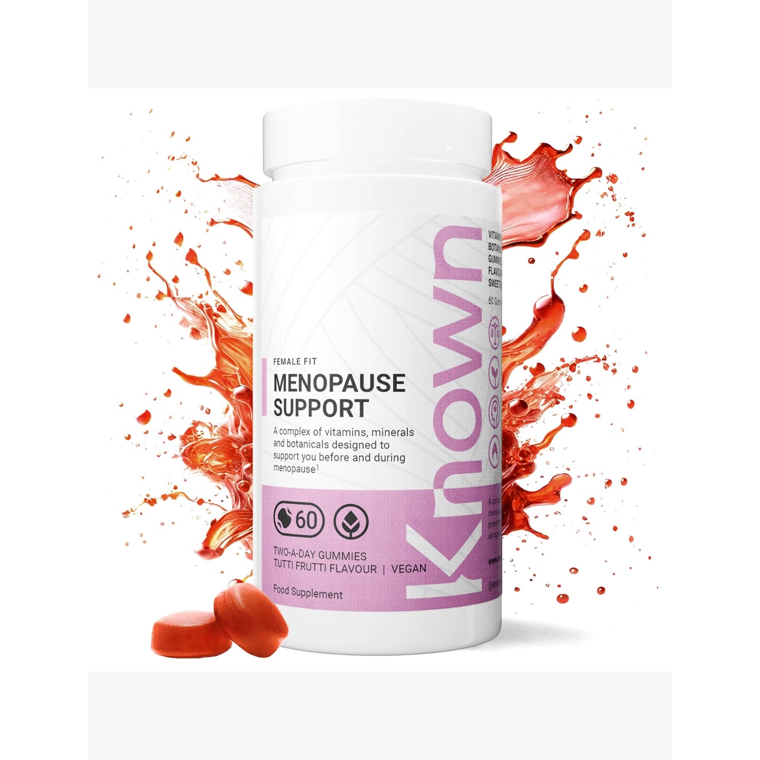 Known Nutrition menopause gummies tutti frutti 220g, UK version