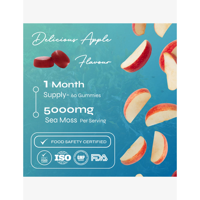 Known Nutrition sea moss gummies apple flavour 220g, imported from the UK