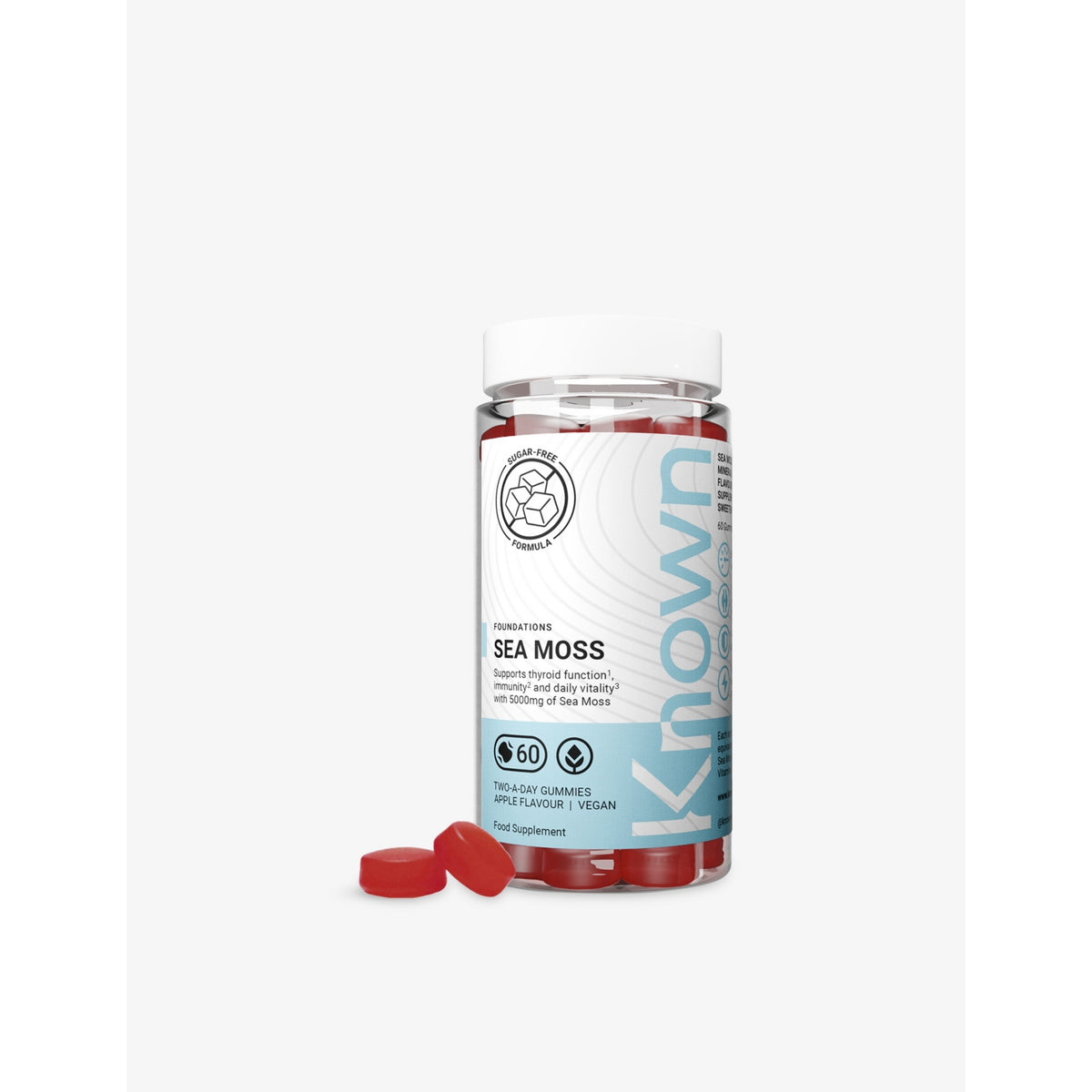 Known Nutrition sea moss gummies apple flavour 220g, imported from the UK
