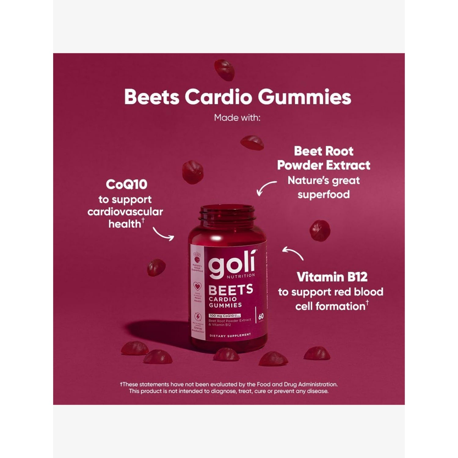 Goli Nutrition Beets Cardio gummies 60 count 197g - British product