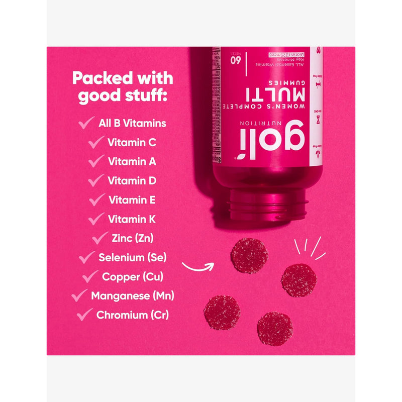 Goli Nutrition women's multivitamin gummies 60 count 303g, imported from the UK