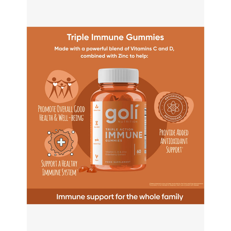 Goli Nutrition Triple Action Immune Gummies 60 pack 285g - British product