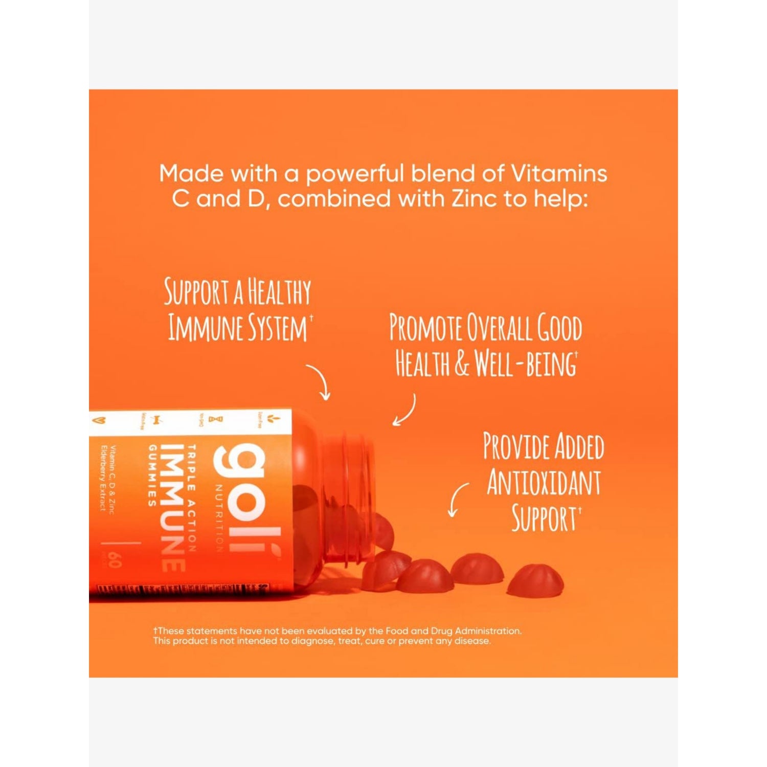 Goli Nutrition Triple Action Immune Gummies 60 pack 285g - British product