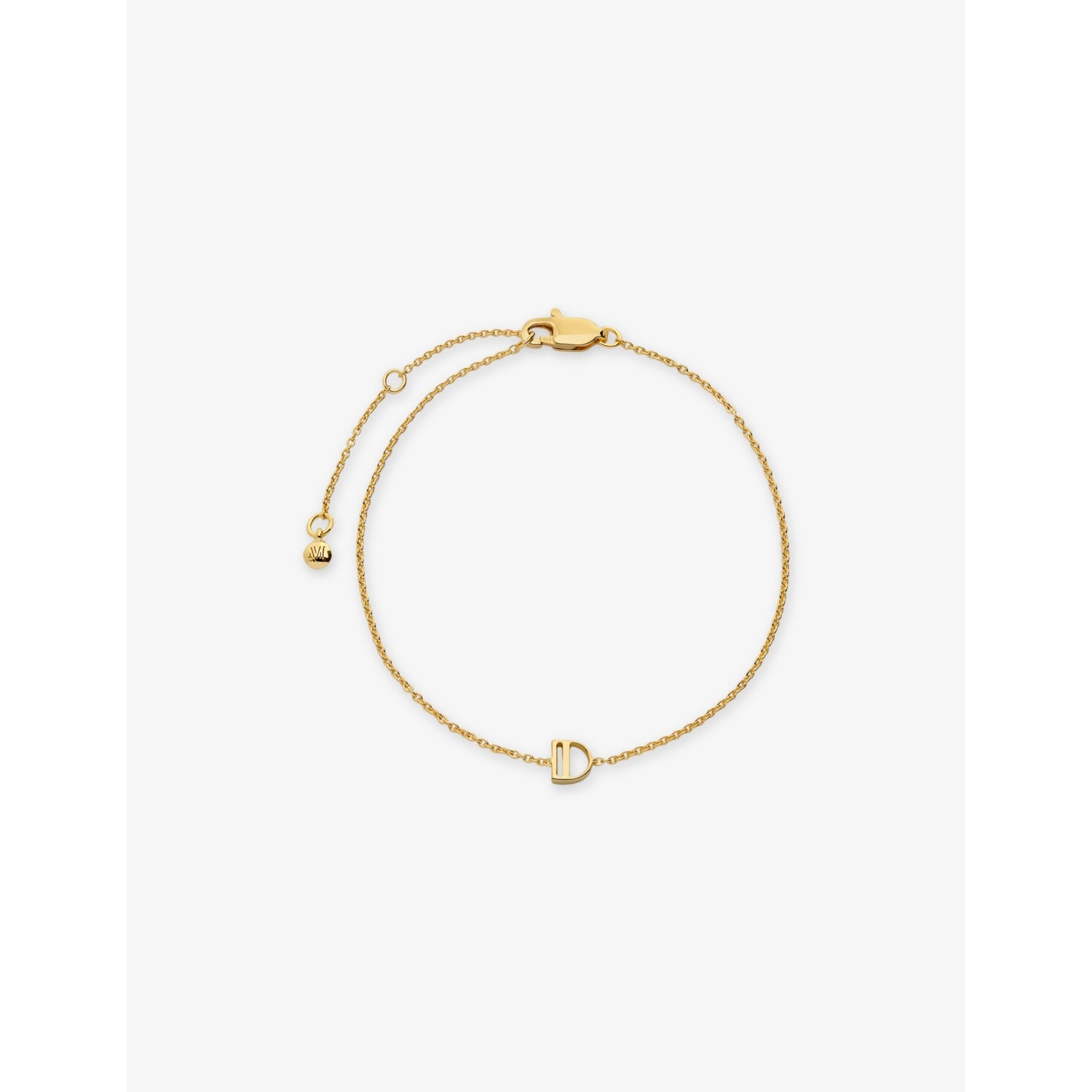 Monica Vinader gold vermeil initial chain bracelet 16-19cm, UK version