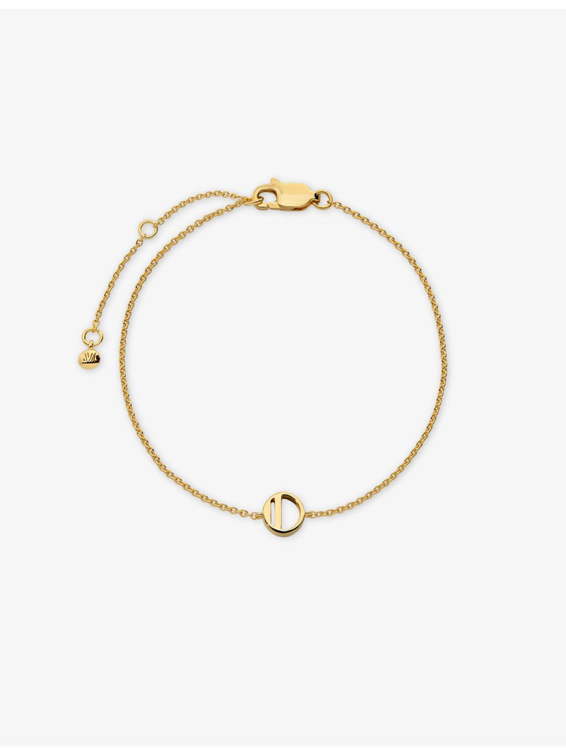 Monica Vinader 18ct yellow gold vermeil bracelet with initial O pendant (British brand)