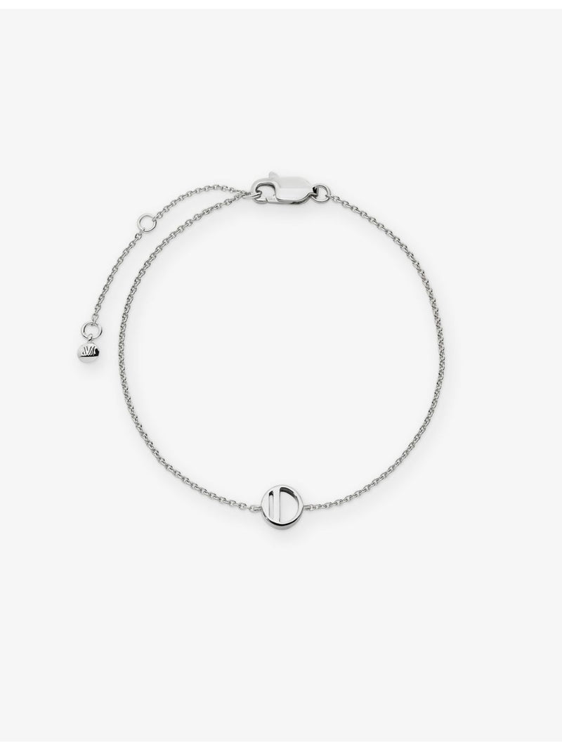 Monica Vinader sterling silver initial O bracelet, adjustable (British brand)