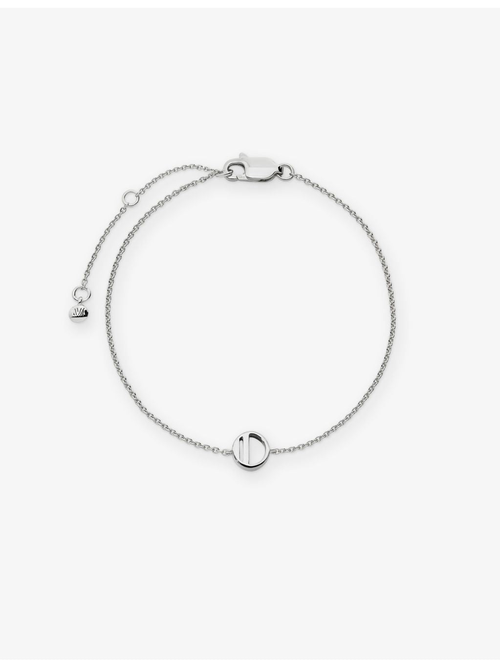 Monica Vinader sterling silver initial O bracelet, adjustable (British brand)