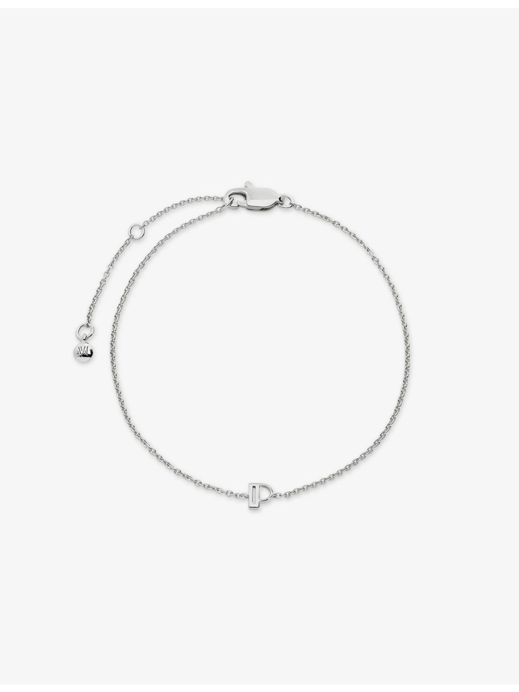 Monica Vinader sterling silver initial P bracelet (British brand)