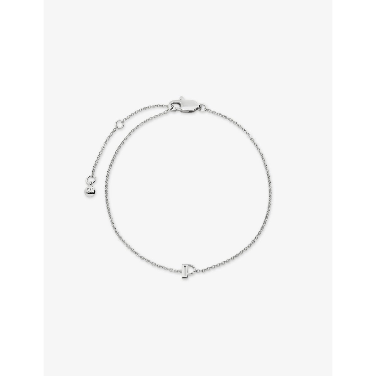 Monica Vinader sterling silver initial P bracelet (British brand)
