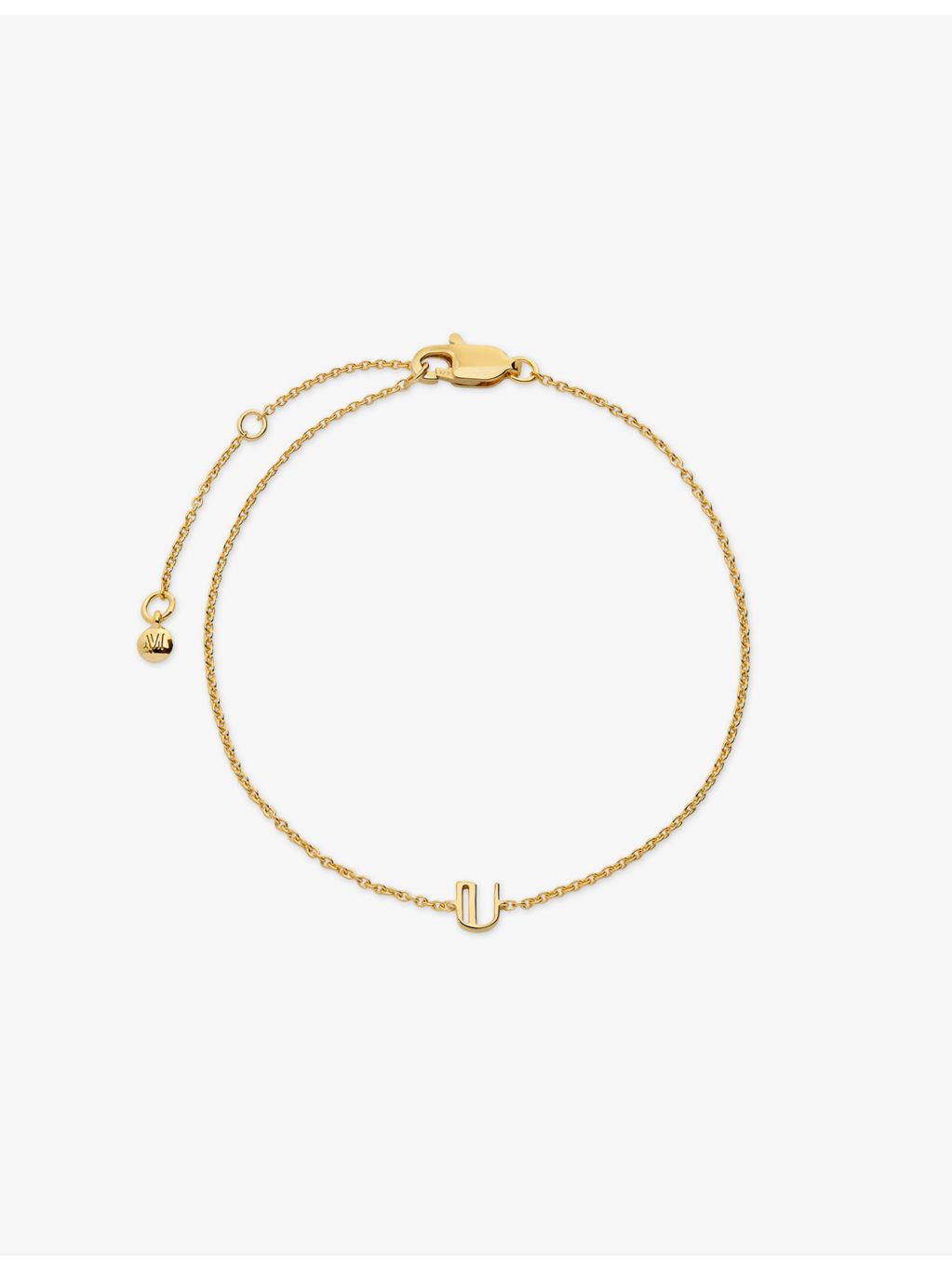 Monica Vinader initial U vermeil bracelet, imported from the UK