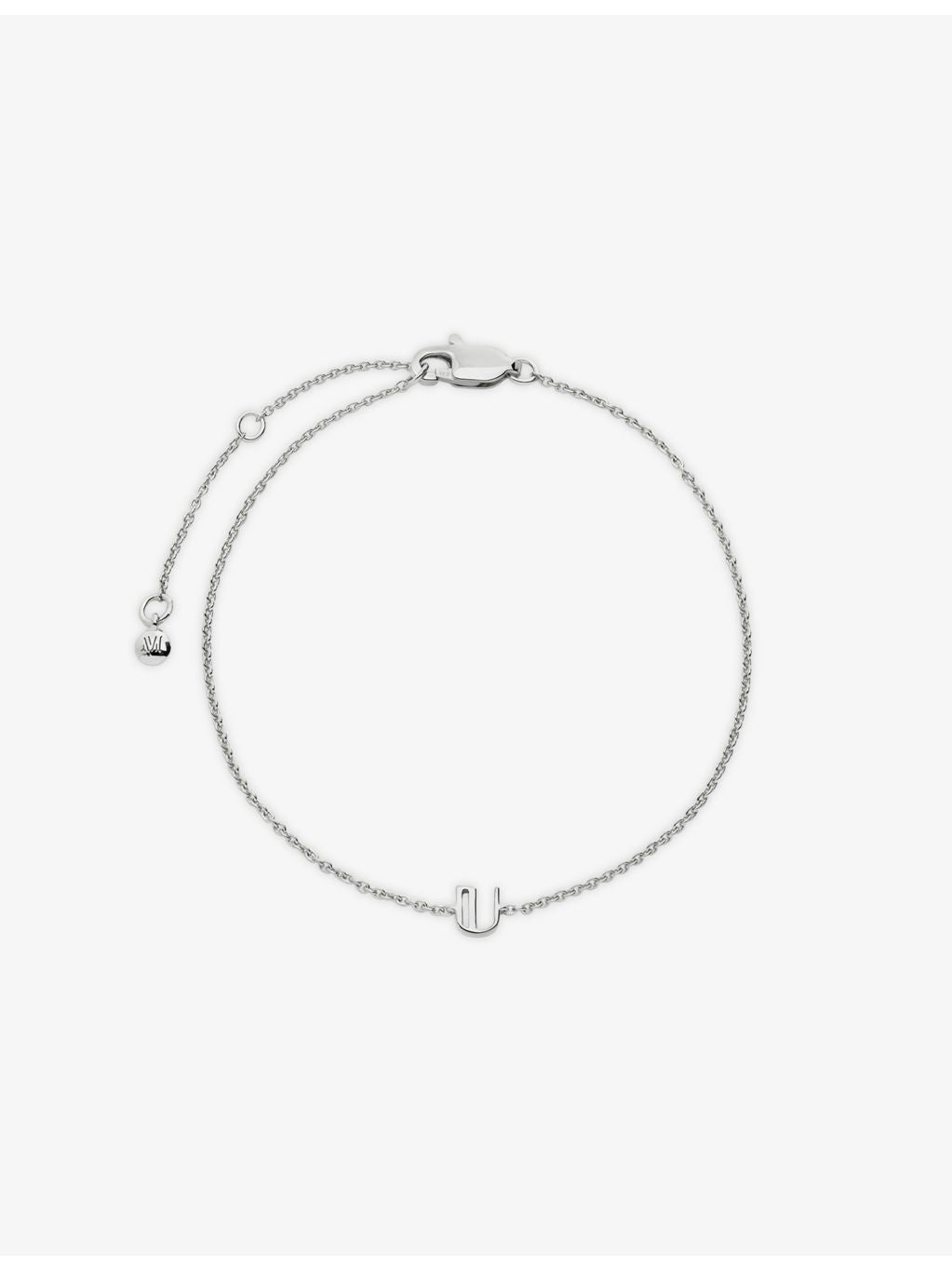 Monica Vinader sterling silver initial U bracelet, imported from the UK