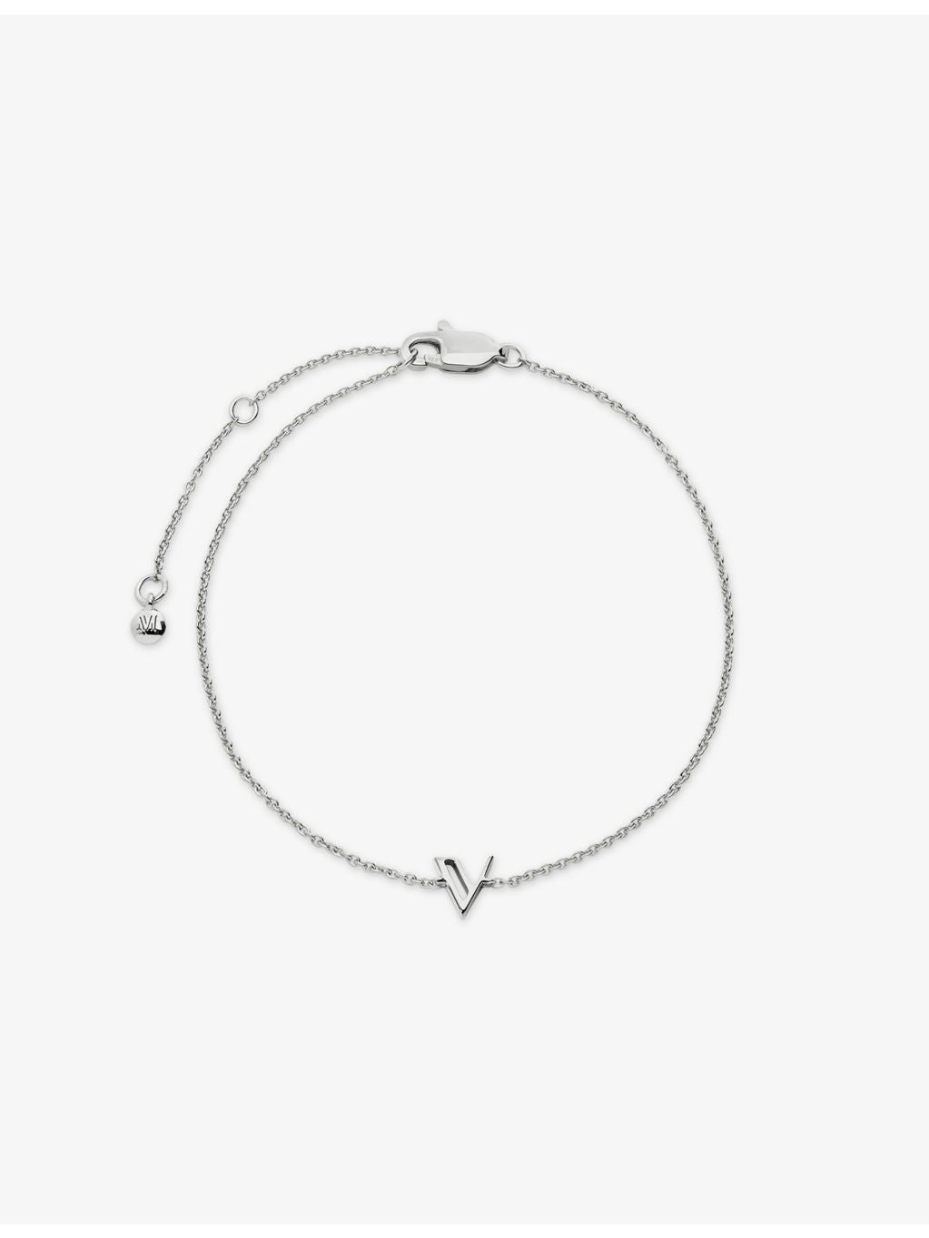 Monica Vinader sterling silver Initial V bracelet adjustable chain (British brand)