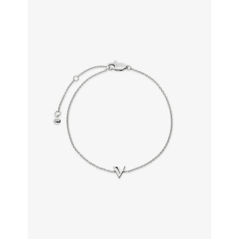 Monica Vinader sterling silver Initial V bracelet adjustable chain (British brand)