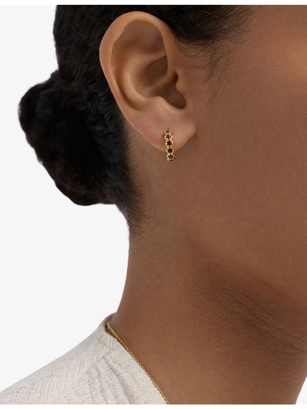 Astley Clarke gold and red garnet huggie earrings - British product