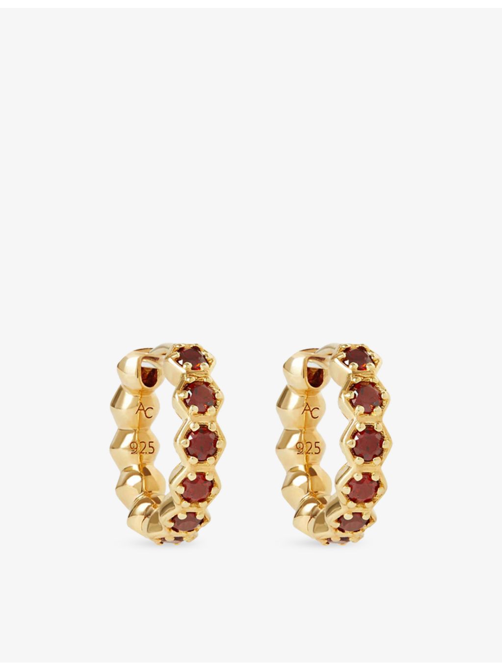 Astley Clarke gold and red garnet huggie earrings - British product