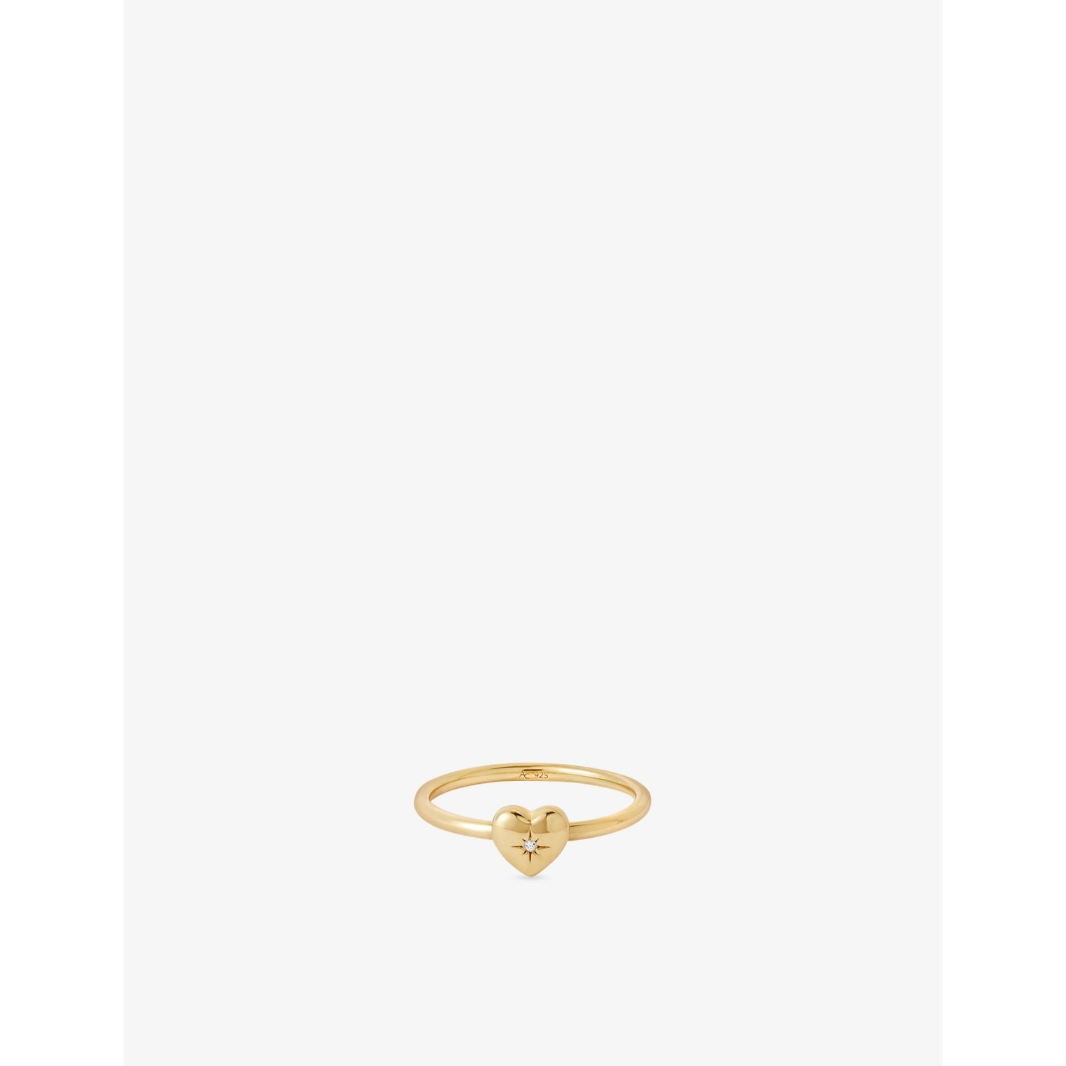 Biography Heart 18ct Yellow-Gold Plated Sterling-Silver and White Sapphire Ring - L