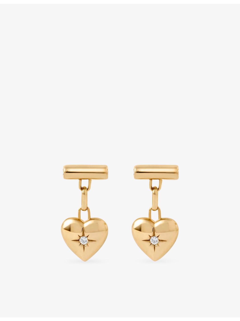 Astley Clarke heart drop earrings with white sapphire, 8mm, UK version