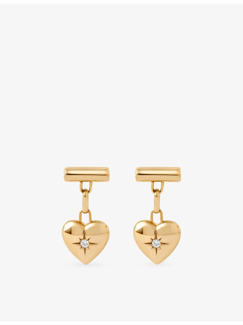 Astley Clarke heart drop earrings with white sapphire, 8mm, UK version