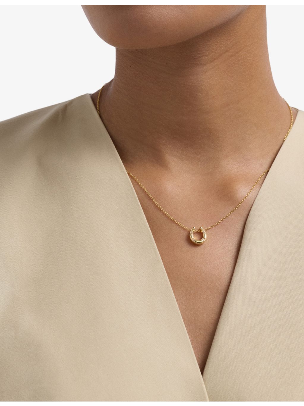 Astley Clarke horseshoe necklace with white sapphire, imported from the UK