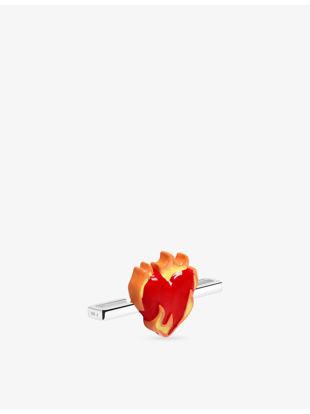 Poubel sterling silver enamel Heart on Fire charm, imported from the UK