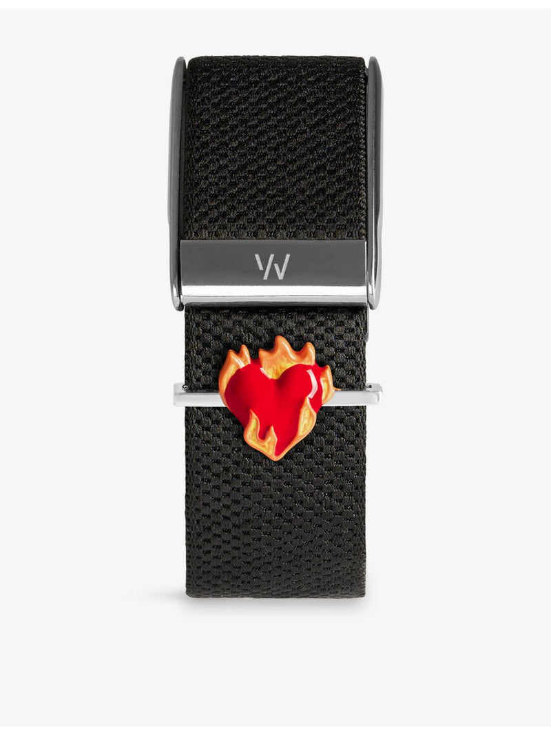 Poubel sterling silver enamel Heart on Fire charm, imported from the UK