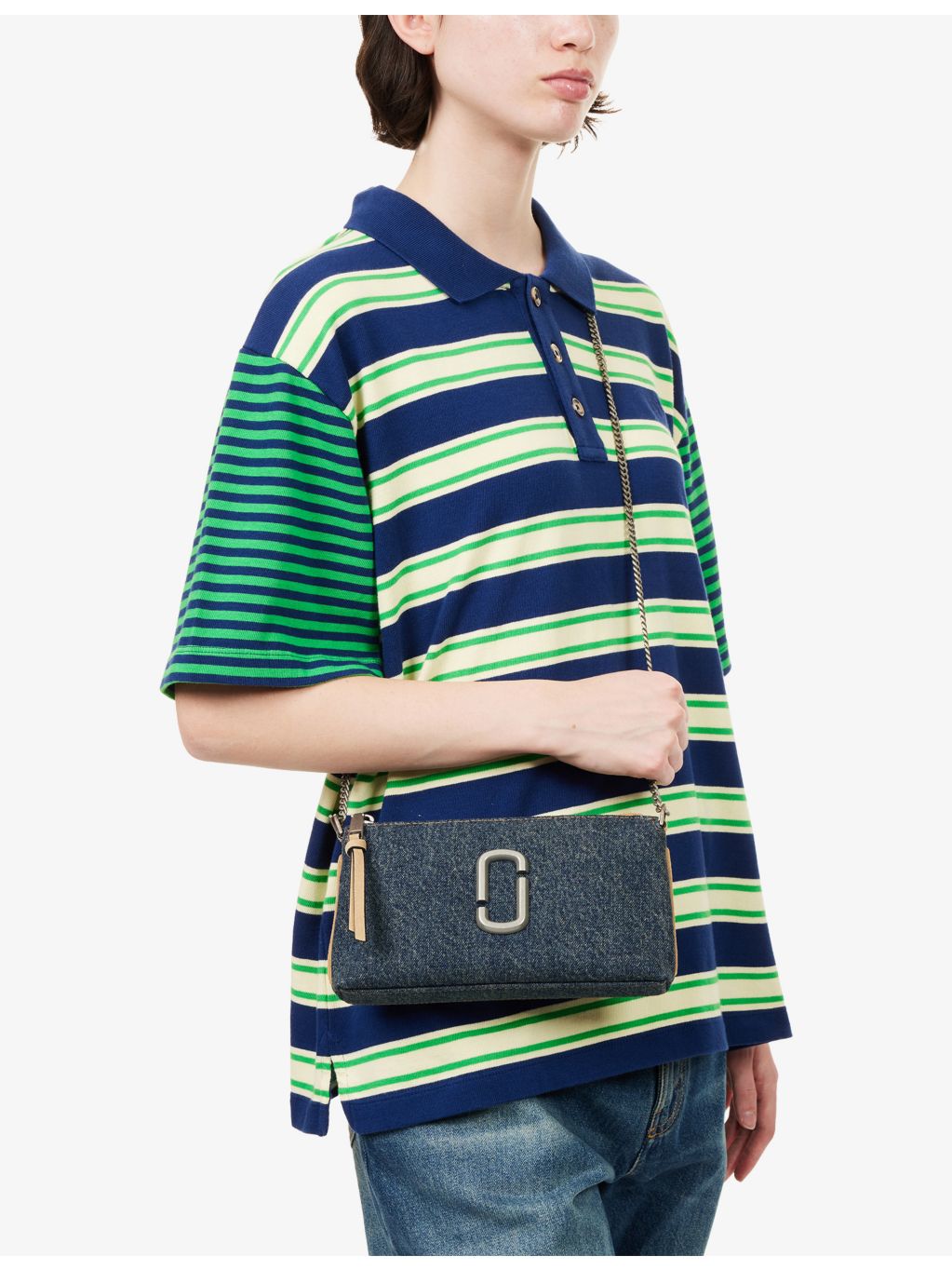 Marc Jacobs denim shoulder bag with interchangeable straps (British brand)