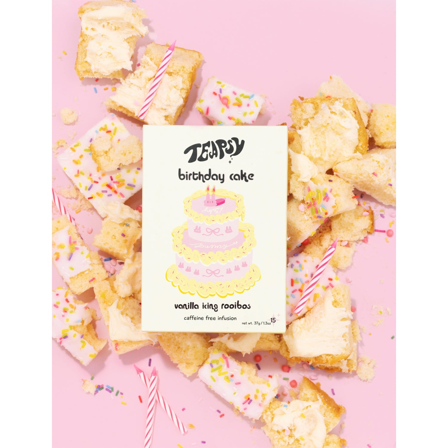 Teapsy birthday cake rooibos tea 15 bags, imported from the UK