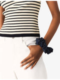 Maje denim scrunchie with branded label, gathered - British product
