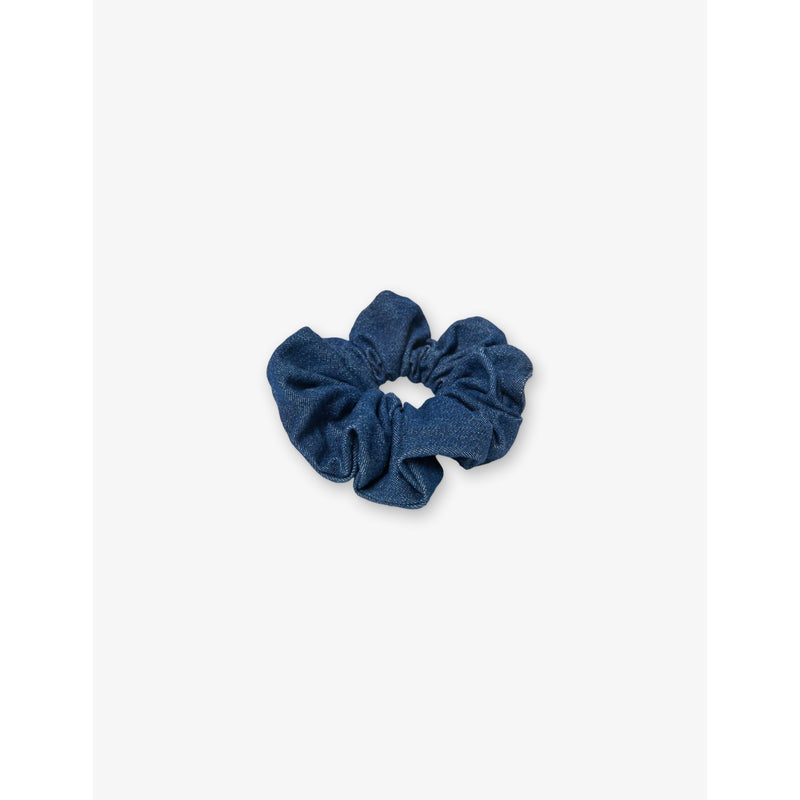 Maje denim scrunchie with branded label, gathered - British product