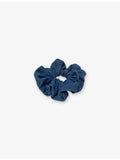 Maje denim scrunchie with branded label, gathered - British product