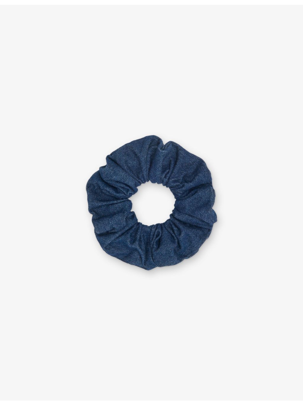 Maje denim scrunchie with branded label, gathered - British product