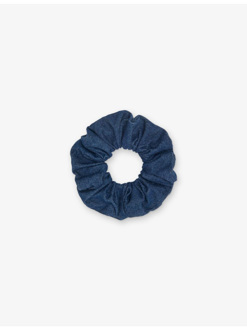 Maje denim scrunchie with branded label, gathered - British product