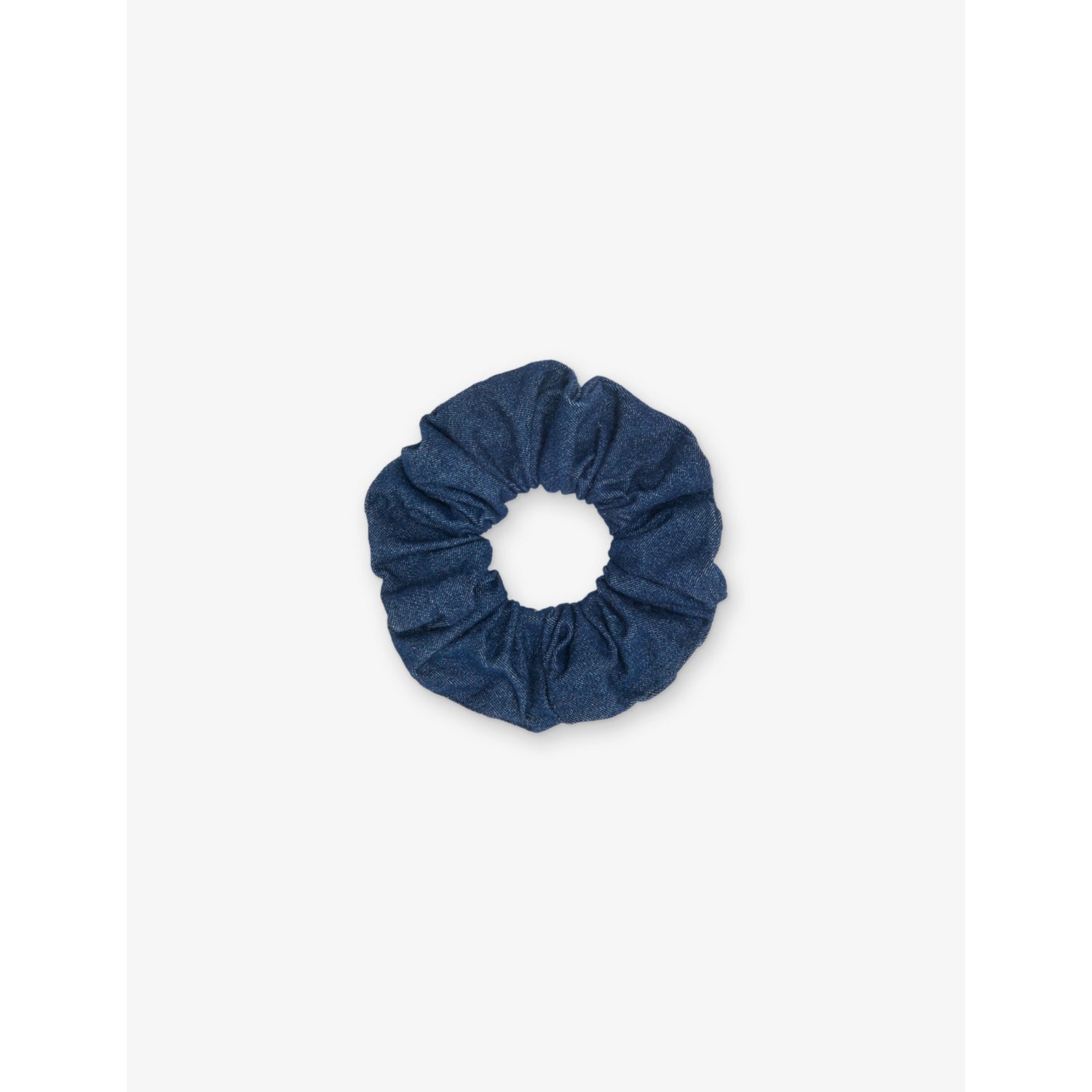 Maje denim scrunchie with branded label, gathered - British product