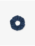 Maje denim scrunchie with branded label, gathered - British product