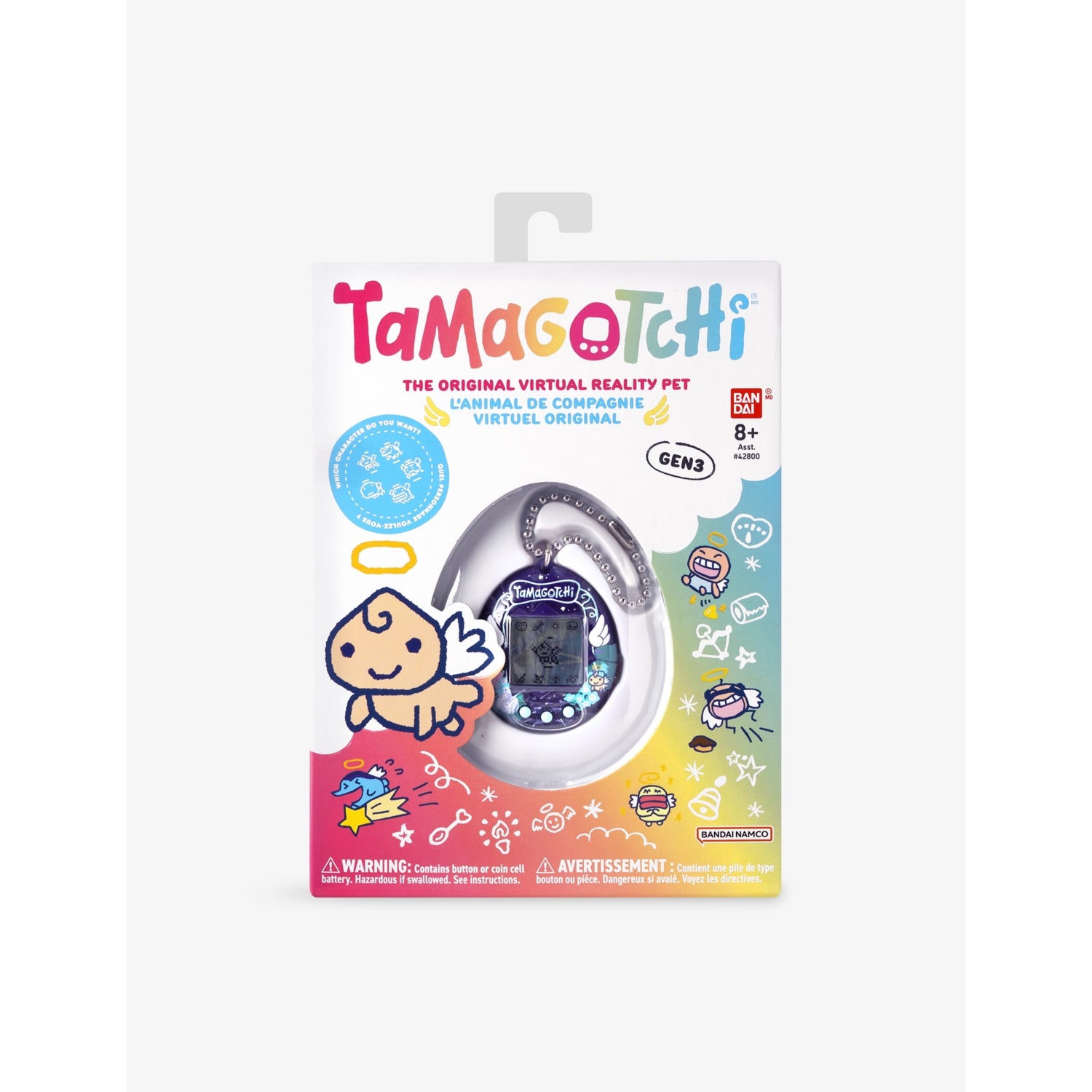 Tamagotchi Original Angel Night Garden digital pet 5cm, imported from the UK