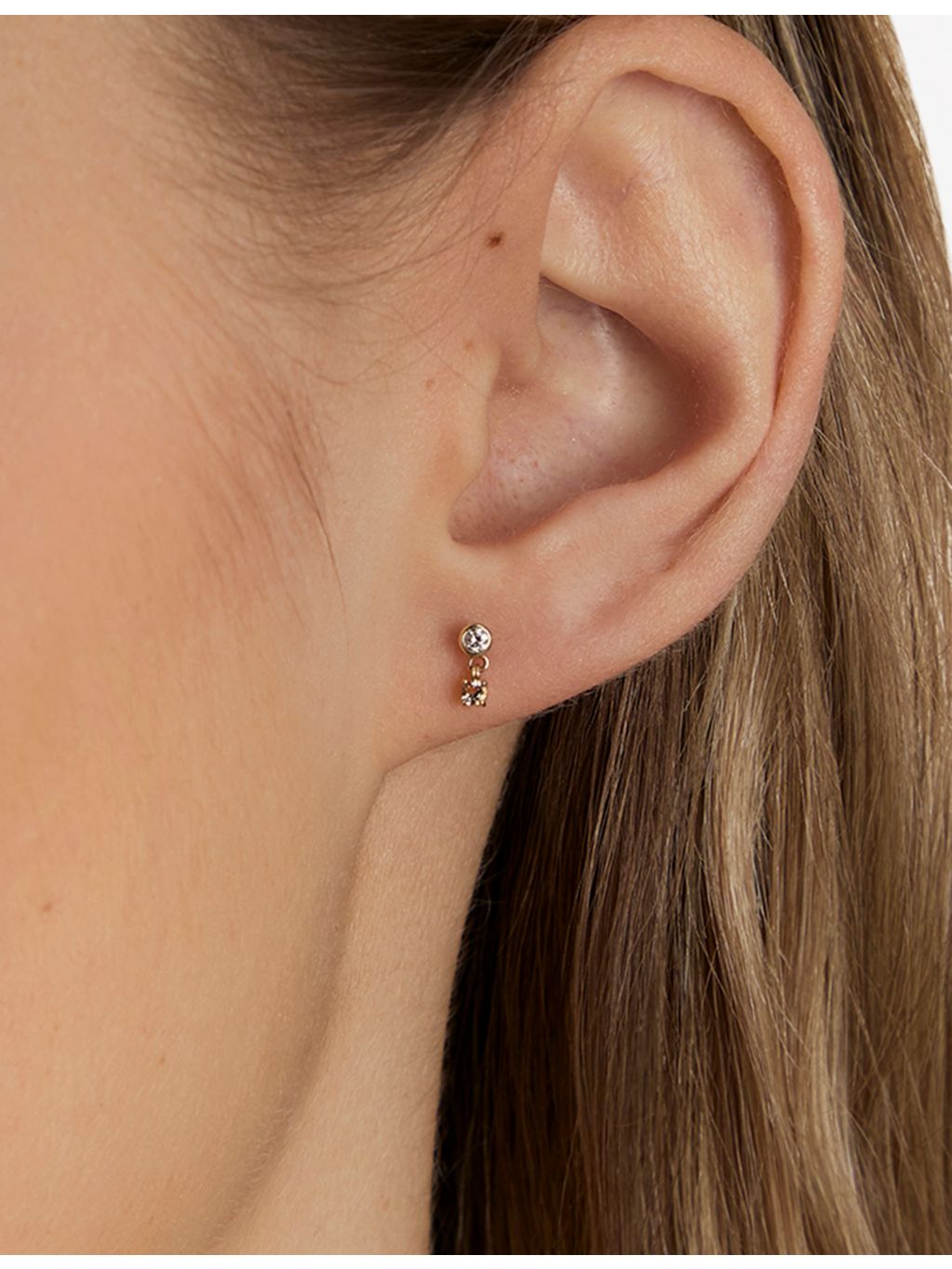Astrid & Miyu 14ct gold lab-grown diamond stud earrings - British product