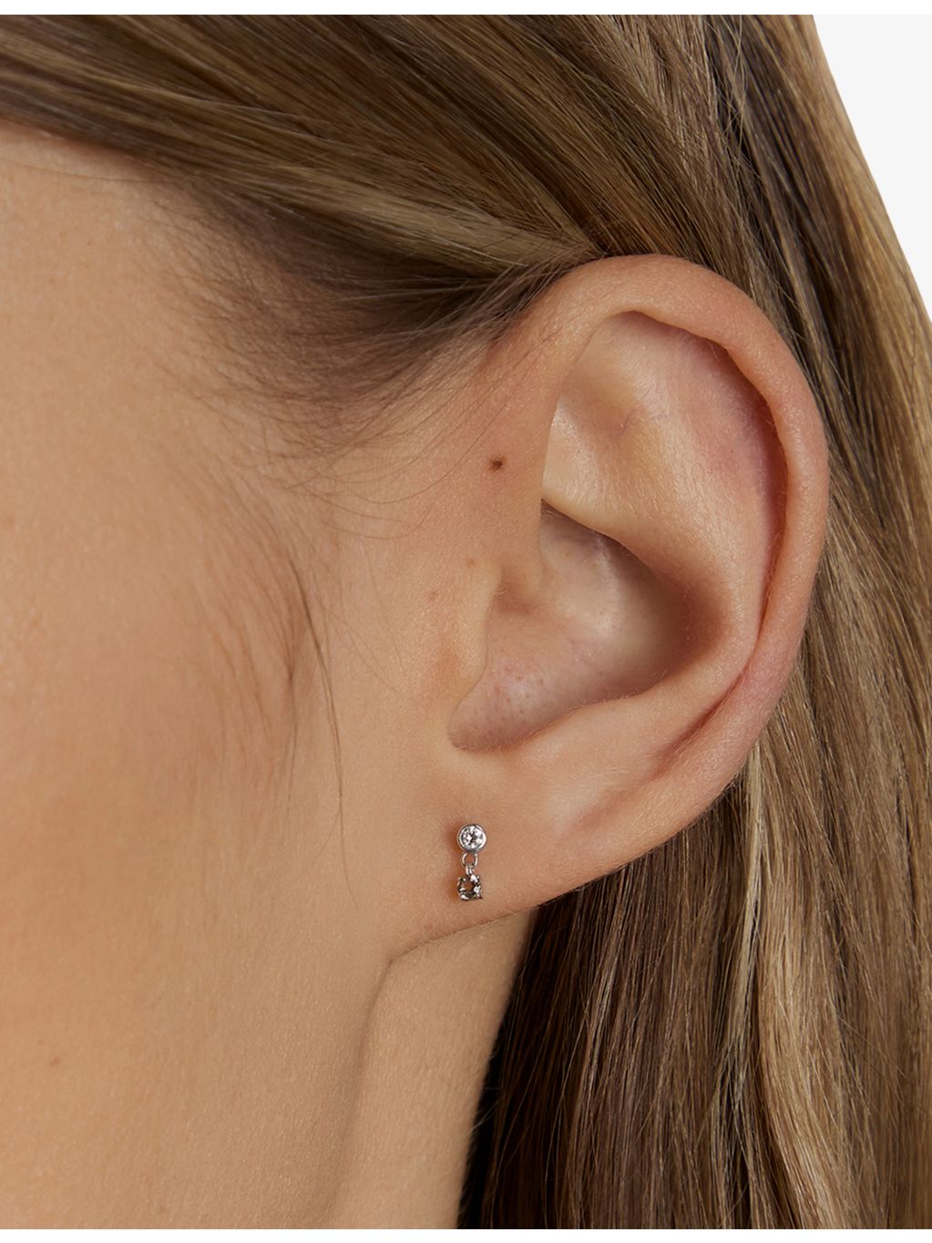 Astrid & Miyu lab-grown diamond and smokey quartz stud earrings, UK version