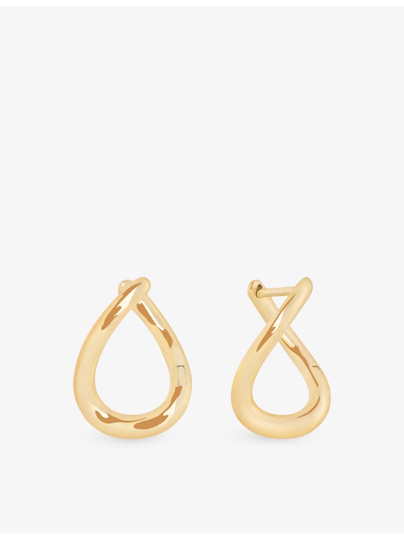 Astrid & Miyu molten 14ct yellow gold hoop earrings - British product