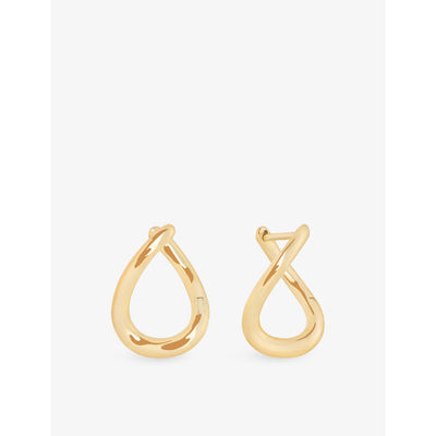 selfridges Astrid & Miyu Molten 14ct Yellow-Gold Hoop Earrings- Buy online at McGrocer